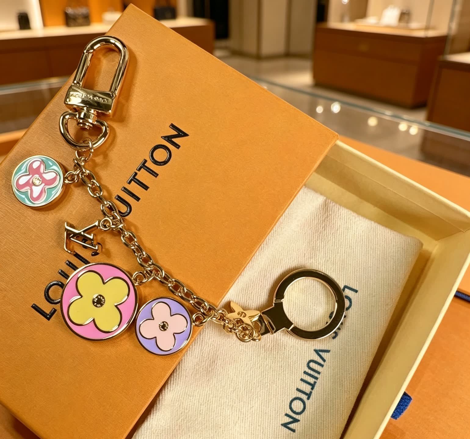 Louis Vuitton Multicolored Flower Charm Keychain